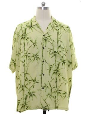 Vintage 80s Bishop St Hawaiian Bamboo Print Shirt Men's 3XL Cotton Aloha